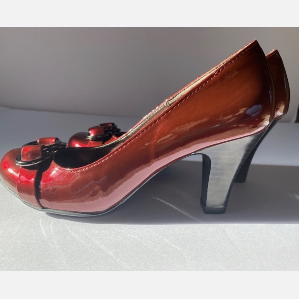 Chic Burgundy Patent Leather Heels